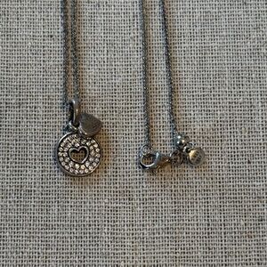Pandora Silver Pavé Heart Circle Pendant Necklace